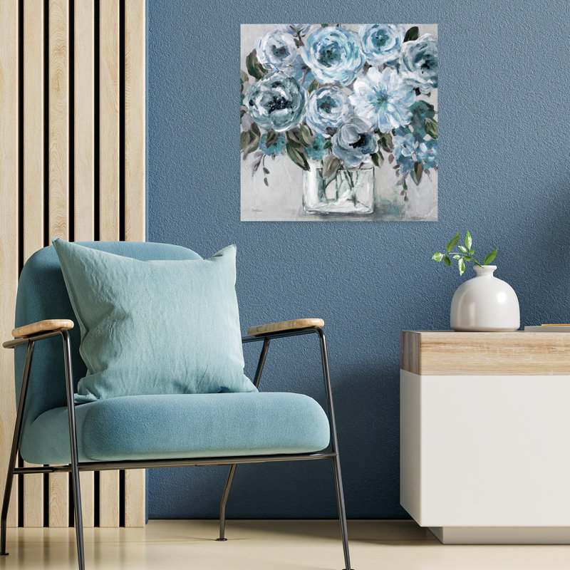 Painterly Blues, art mural moderne abstrait, H 18 po x l 18 po