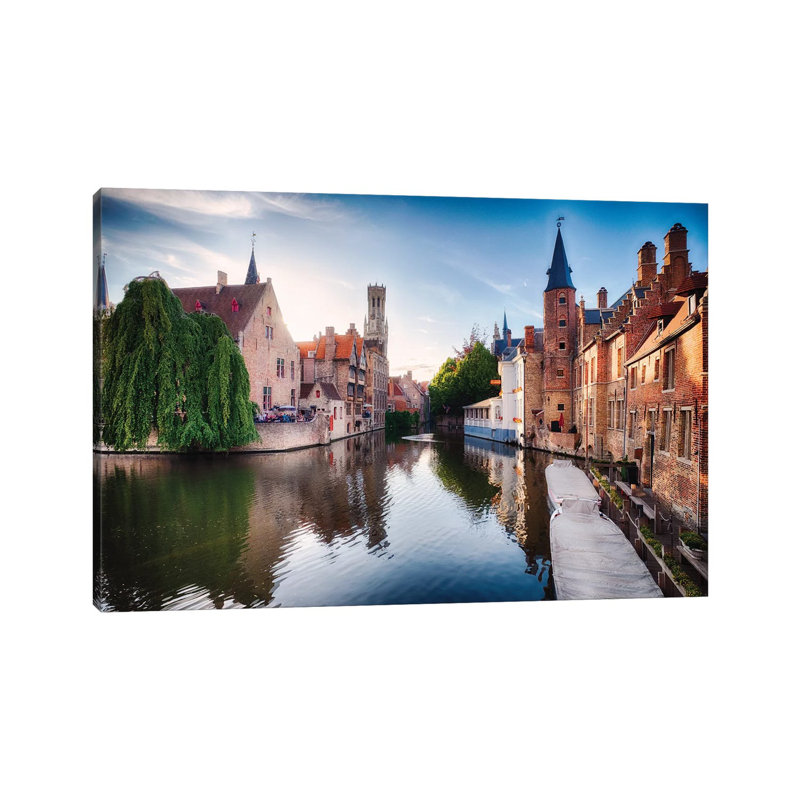 Bruges With Water Canal At Late Afternoon by George Oze - Wrapped Canvas Print, 66.04 cm H x 45.72 cm W x 1.91 cm D