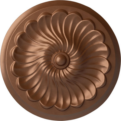 Endurathane Flower Spiral Ceiling Medallion, 12 1/4"OD x 2 1/4"P (Fits Canopies up to 2"), Hand-Painted Polished Copper Finish