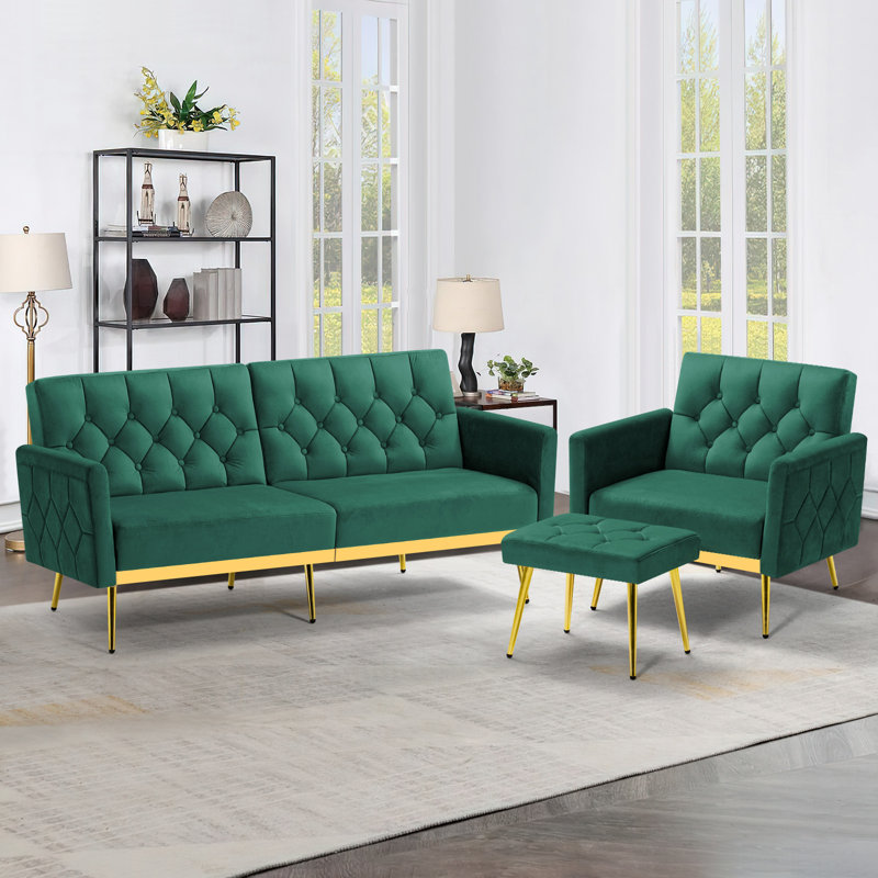 2 - Piece Velvet Living Room Set, Green