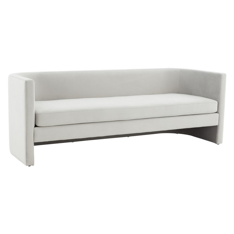 Donati 80" Velvet Square Arm Sofa, Light Gray Velvet