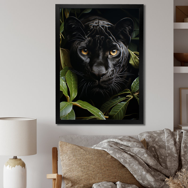 «Black Green Panther Noble Guardian», reproduction sur toile, Cadre photo noir, H 32 po x l 16 po x P 1 po