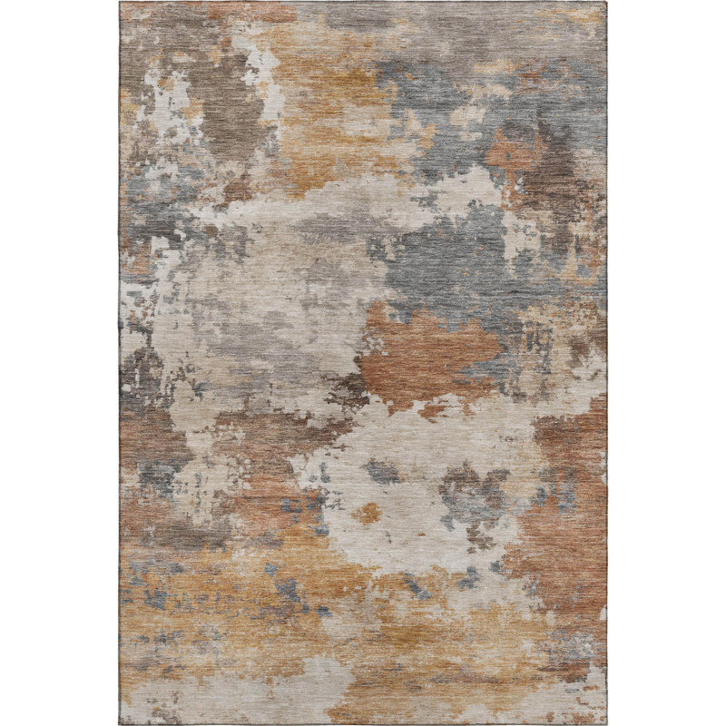 Premium Machine Washable Mayfield AMF2144 abstract Rug, Paprika, 2'6" x 3'10"