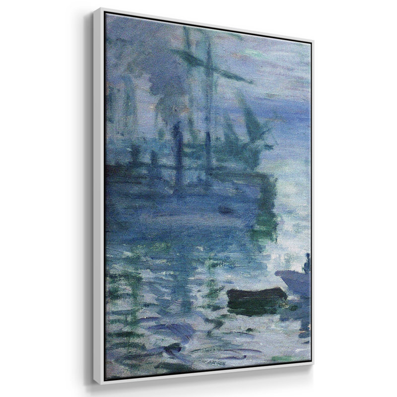 Ensemble de 3 pièces encadrées sur toile Monet, Cadre blanc, H 40 po x l 78 po x P 2 po