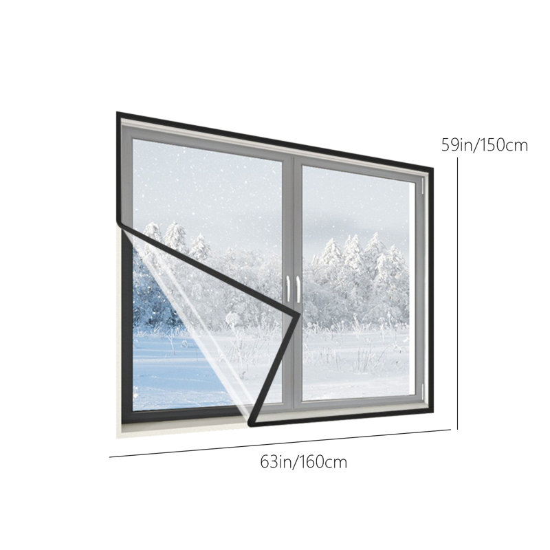 Pare-étincelles pour fenêtre d'hiver avec pare-fuites épais et transparent, film chaud, coupe-vent, coupe-vent, rideaux résistants au gel, 1,5 x 1,6 / 1,8 x 2 m