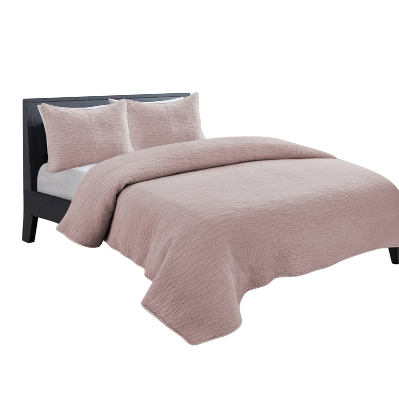 Ensemble de courtepointe réversible en coton Carson, Rose, Courtepointe très grand + 2 taies décoratives