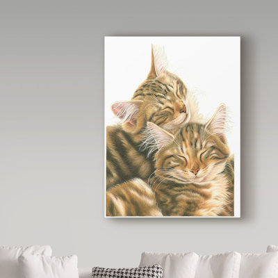 Furtado «Orange Cats», reproduction de peinture acrylique sur toile tendue