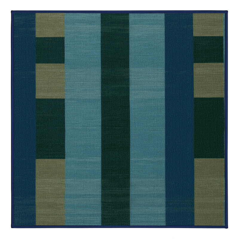 Tapis bleu à carreaux lavable à la machine, Carré 8 pi