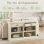 Console polyvalente avec tablettes ouvertes et tiroirs de rangement cachés - Table d'entrée de style campagnard-416102520-416102521-416102527