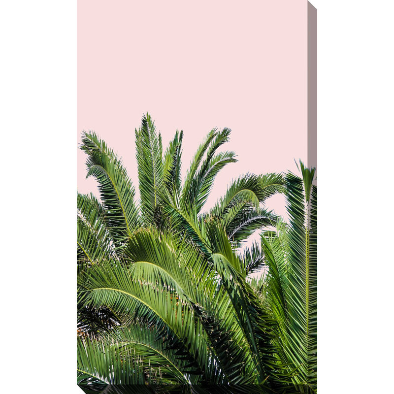 «Tropical Leaves on Blush II», reproduction de photo, H 40 po x l 24 po x P 1,5 po, Toile tendue