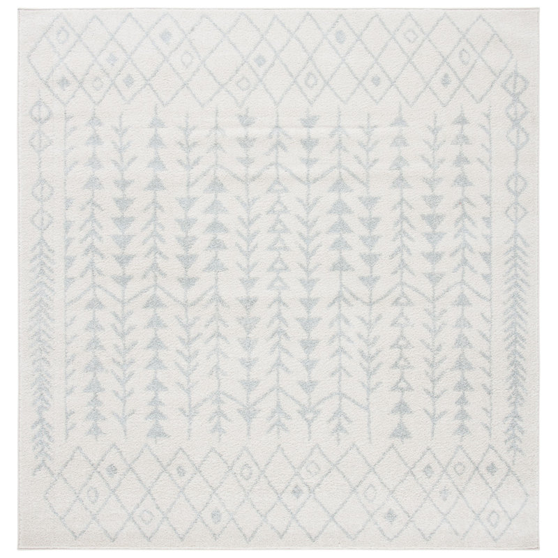 Tapis ivoire / gris clair Dildy Southwestern, Carré 6 pi 7 po