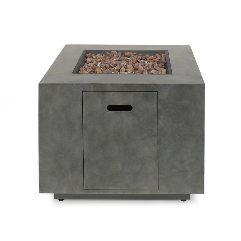 SQUARE IRON FIRE PIT-50 000 BTU, Stone Gray