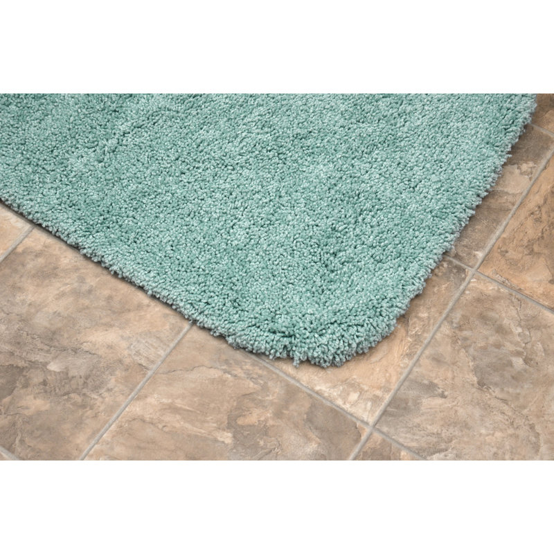 Treie Billie-Mae 2 Piece Nylon Bath Rug Set with Non-Slip Backing, Écume de mer