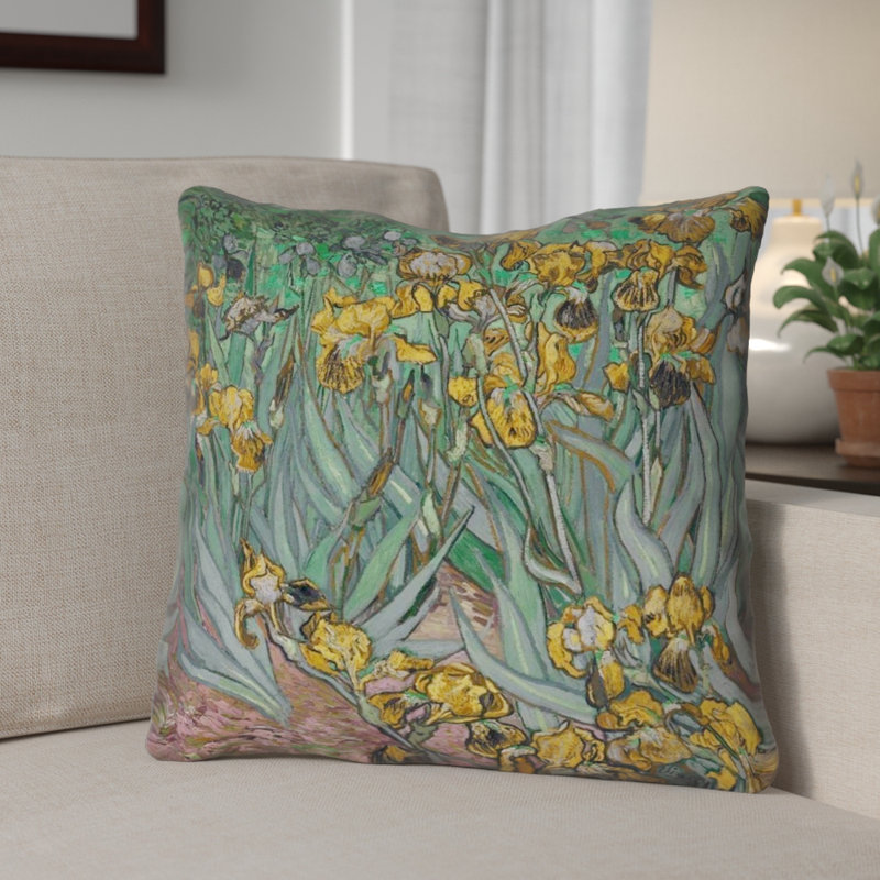 Coussin Vincent Van Gogh, 20 po x 20 po, Jaune, Bourre en polyester