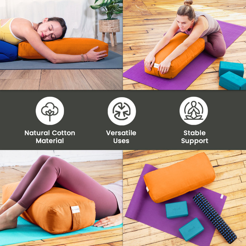 Orange Cotton Rectangle Bolster Meditation Pillow