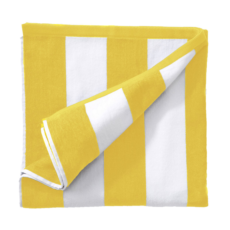 100% Cotton Absorbent & Quick-Dry Cabana Beach Towels, Single Piece Beach Towel, Yellow