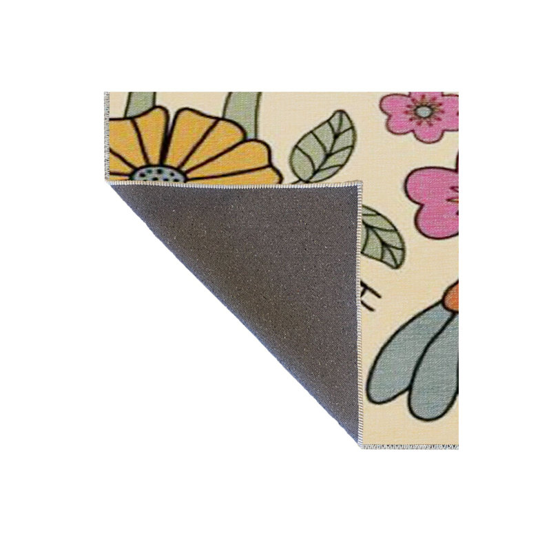 Tapis décoratif lavable à la machine beige et beige, Tapis de couloir 3 pi 3 po x 6 pi 7 po