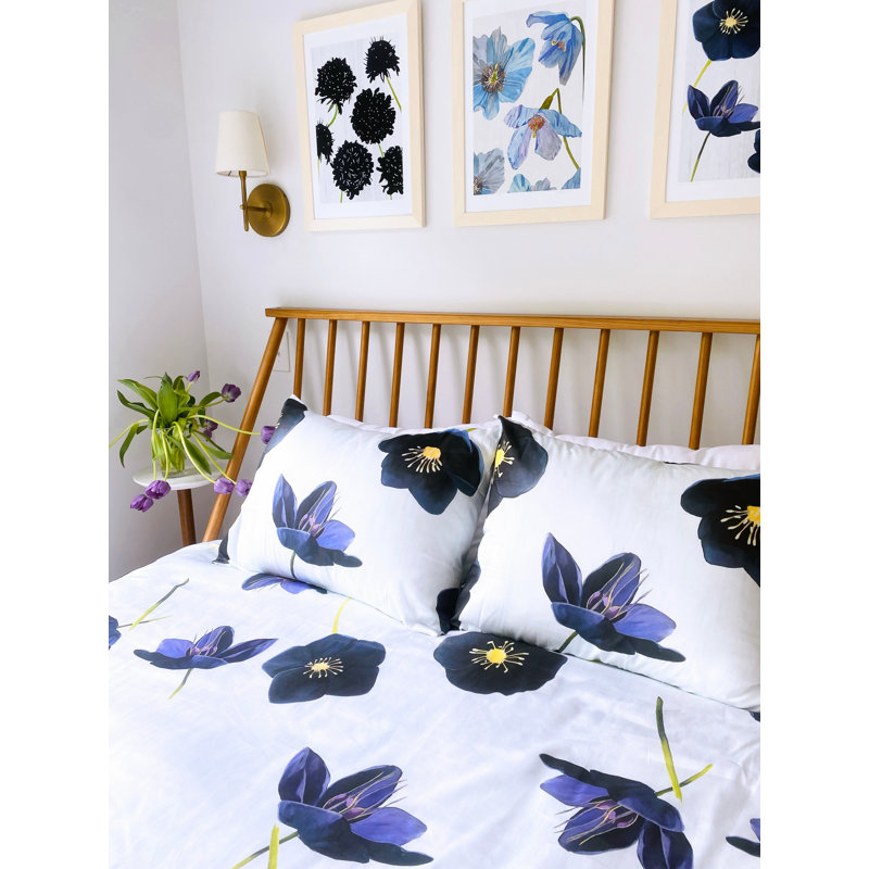 Black Scabiosa On Snow Print, 11" H x 8.5" W