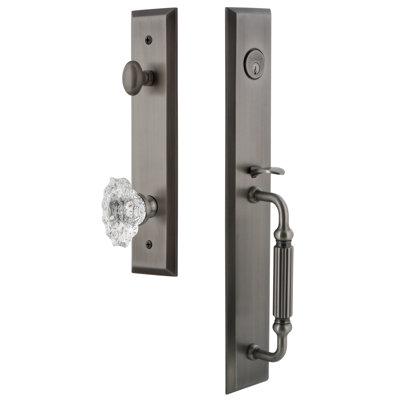 Fifth Avenue One-Piece Handleset with Single Cylinder Deadbolt and F Grip with Biarritz Knob
