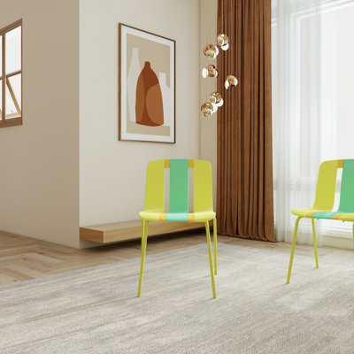 Ensemble de 4 chaises à blocs de couleur à rayures modernes