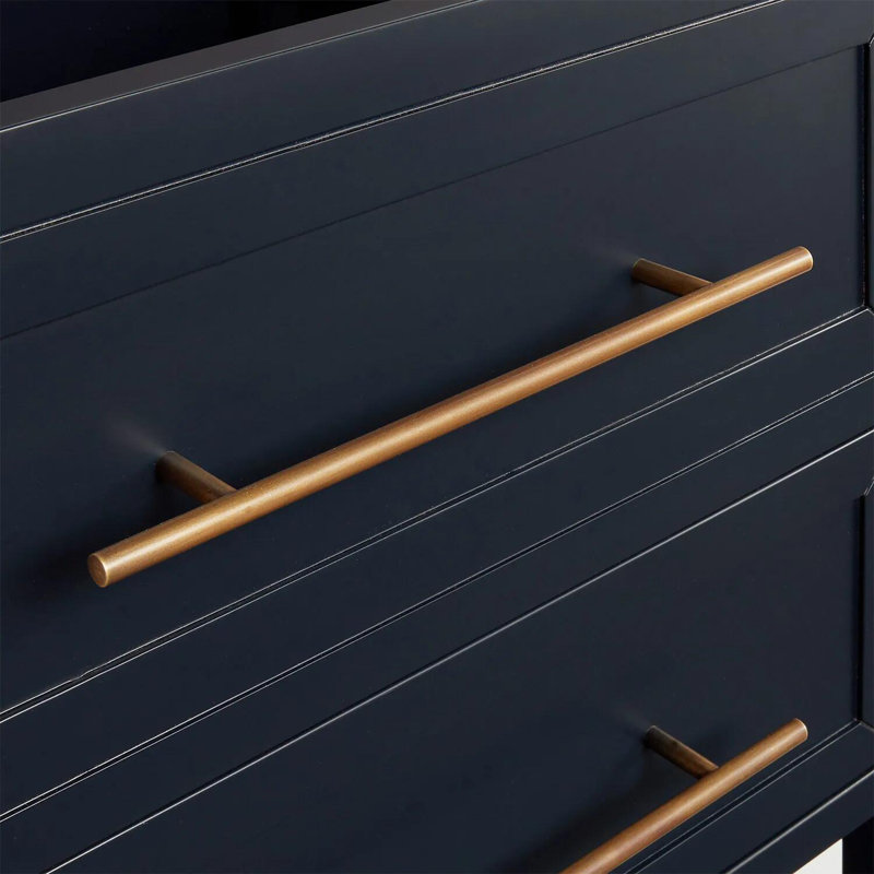 Midnight Navy Blue Mahogany Single Bathroom Vanity with Drawers and Shelf