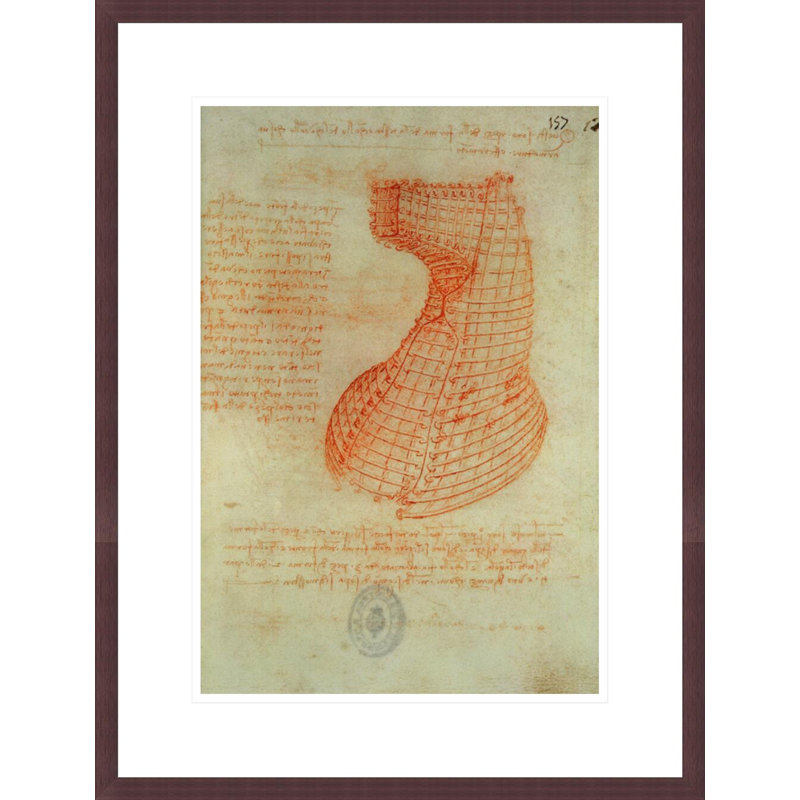 Drawing of the Ironwork Casting Mould for the Head of the Sforza Horse Fol. 57 (recto) from the Codex Madrid I by Leonardo da Vinci -Framed Giclee Print