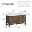 Meuble-lavabo double 60 po Solon avec comptoir en pierre frittée Calacatta, évier et dosseret, bois massif, pré-assemblé-711246093