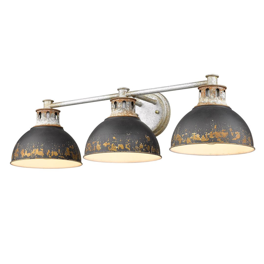 Mercado 3-Light Dimmable Aged Galvanized Steel Vanity Light Beachcrest Home™ Shade 