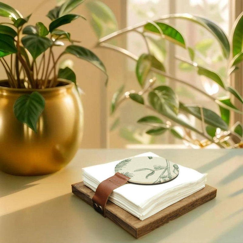 Porte-serviette floral en bois