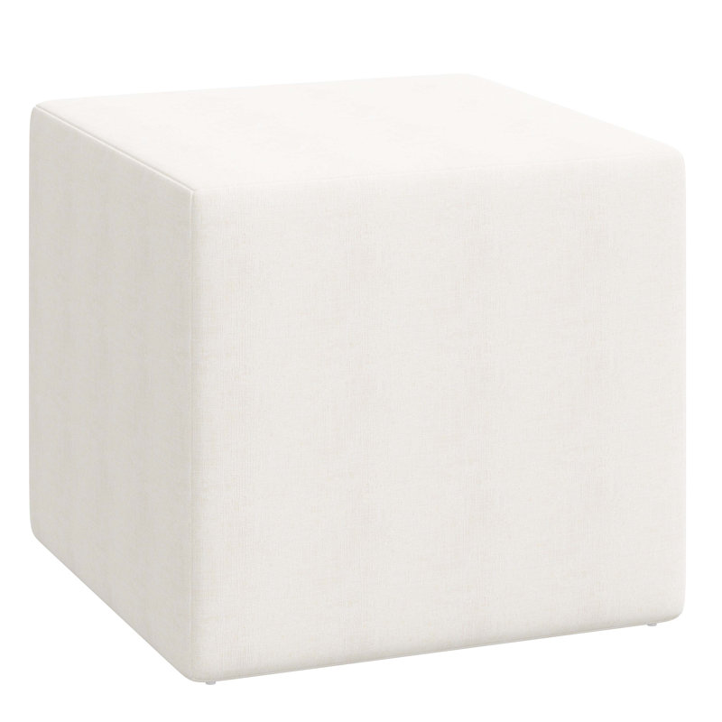 Bence Upholstered Ottoman, Zuma White Textured Linen