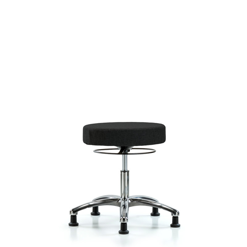 Kianna Adjustable Height Ergonomic Active Stool Wheels, Black Fabric, Glides