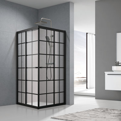 Cabine de douche réversible carrée l 34,5 po x H 72 po