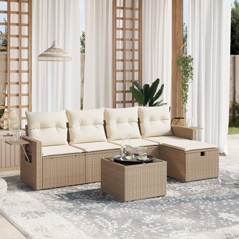 Ensemble de canapé de jardin Vidaxl, Noir, Beige