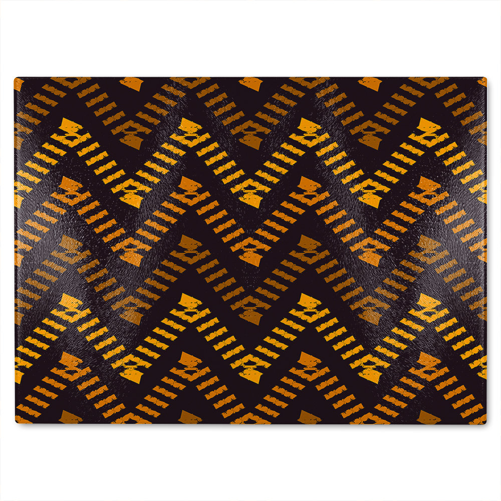 Freehand Horizontal Zigzag Chevron Stripes Boho Chic Glass Chopping Board