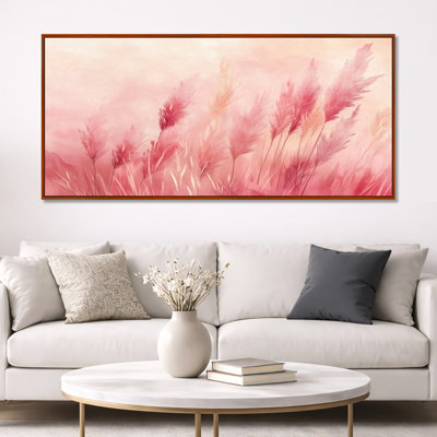 «Blush Pampas Glow II» - art mural encadré tribal rose