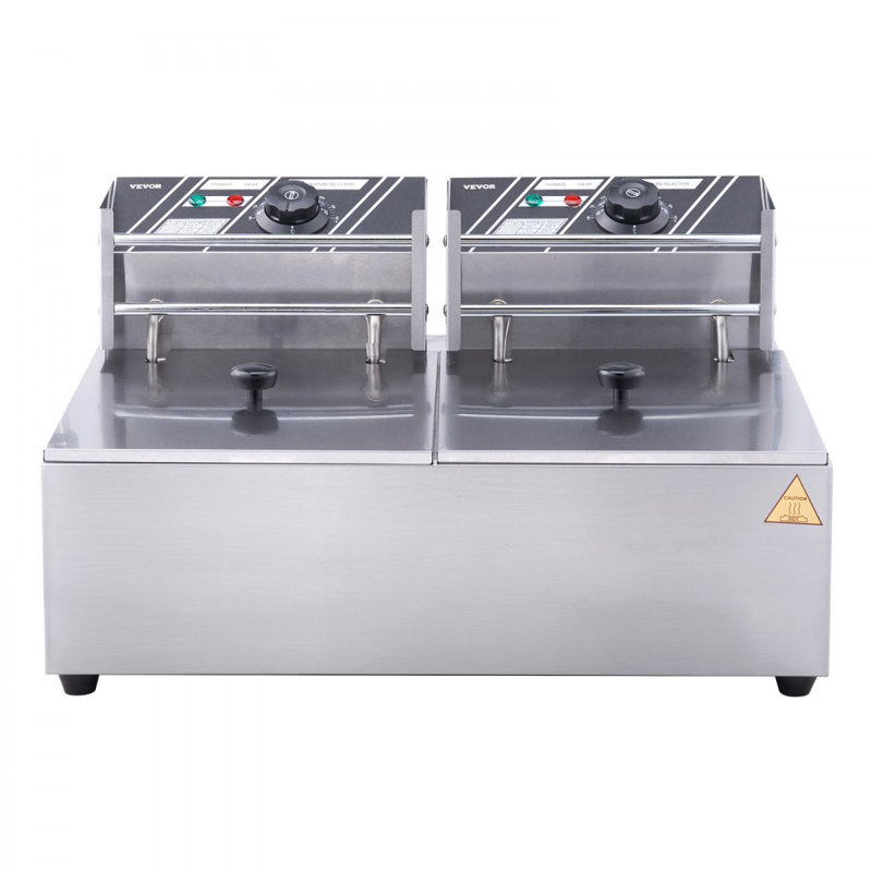 Friteuse électrique VEVOR 24L, avec panier et couvercle amovibles doubles