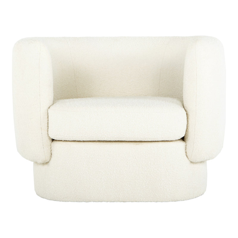 Koba Barrel Chair, White Boucle