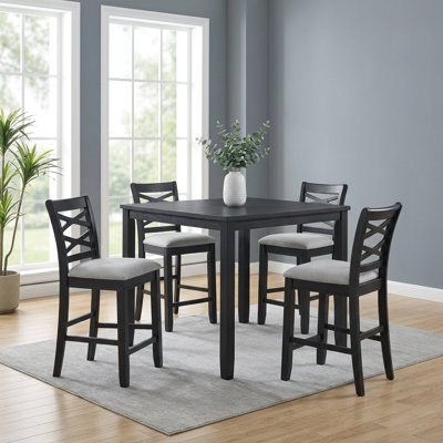 Ensemble de table haute de 5 pièces avec table et 4 chaises grises