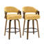Tabouret de bar pivotant à 360 ° de style Mid-Century moderne en noyer avec dossier courbé rembourré (ensemble de 2)-2047351526