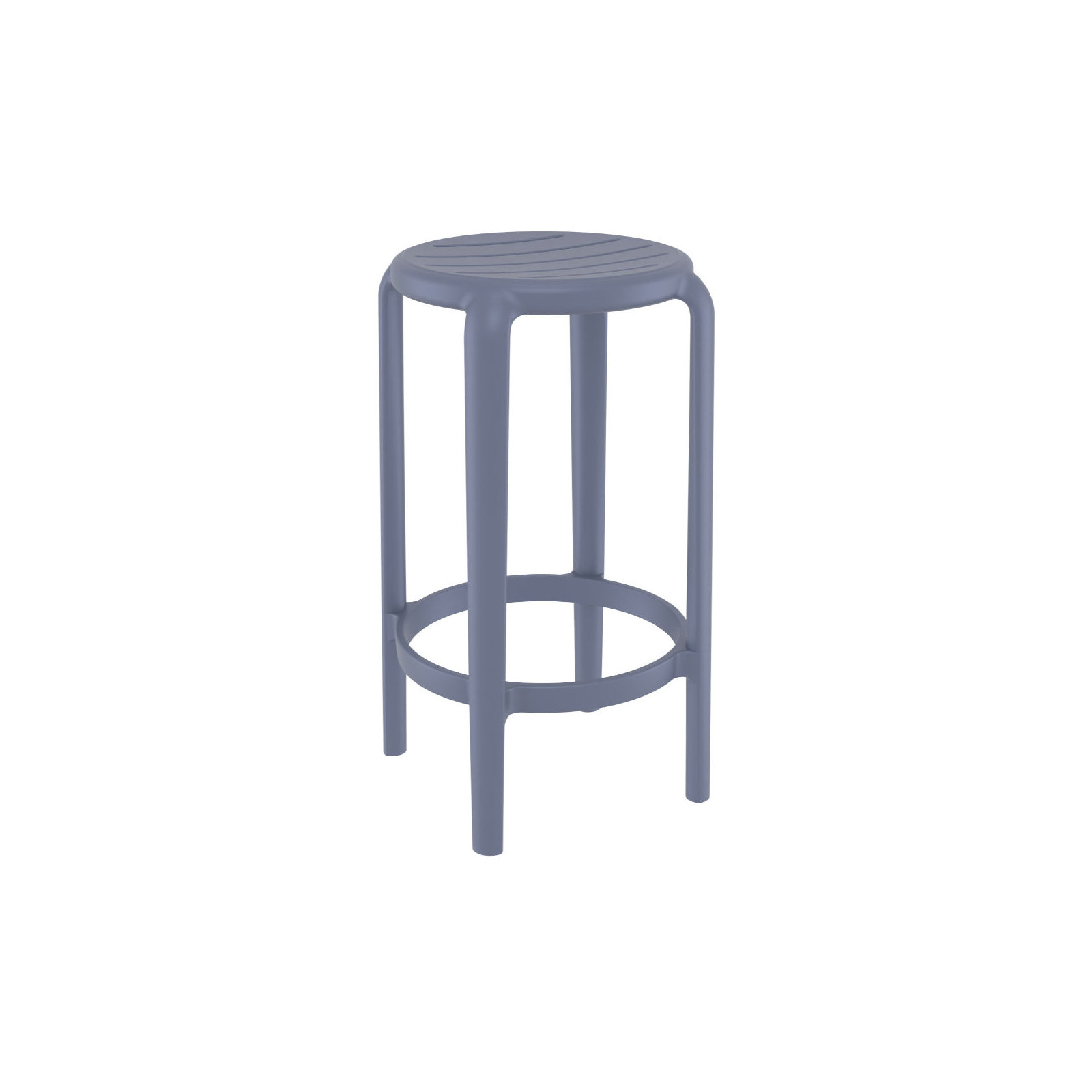Awan Backless Outdoor Bar Stool, 25.75", Dark Gray