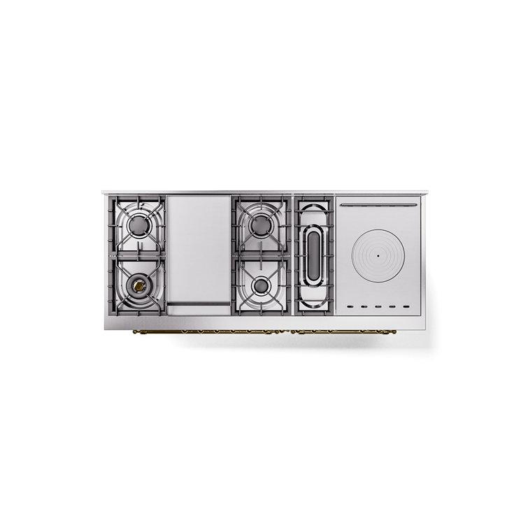 ILVE Nostalgie II 60 in Dual Fuel Range, 7 Burner, Griddle, Frenchtop