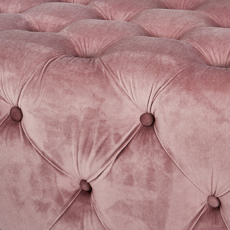 Kremer 80cm Wide Velvet Tufted Rectangle Solid Colour Cocktail Ottoman, Blush Pink