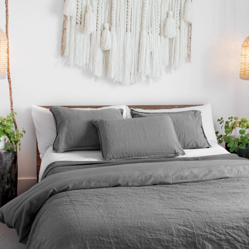 Taie décorative en lin, Standard, Gris murmure