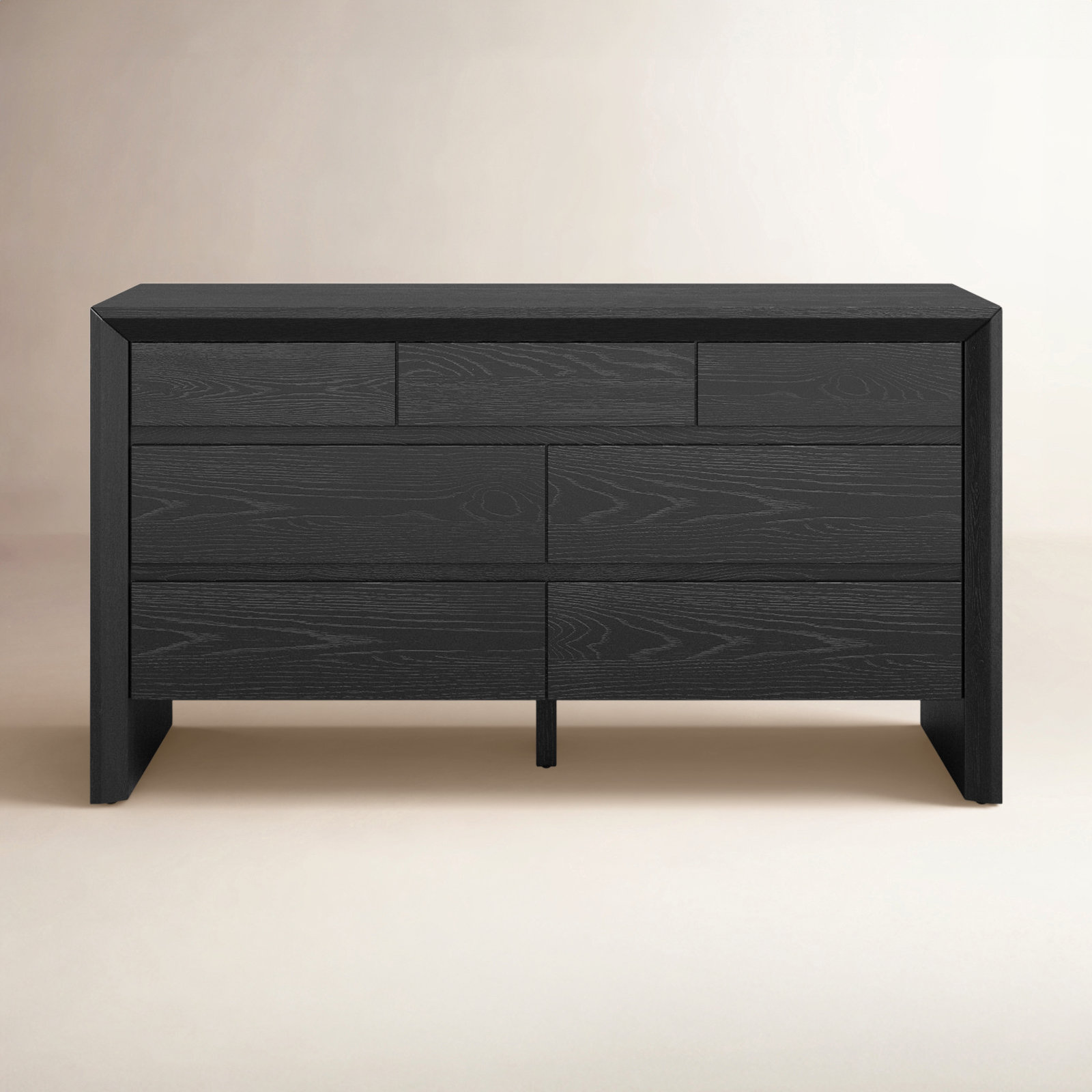 Wyat 58" Oak Double Dresser, Black