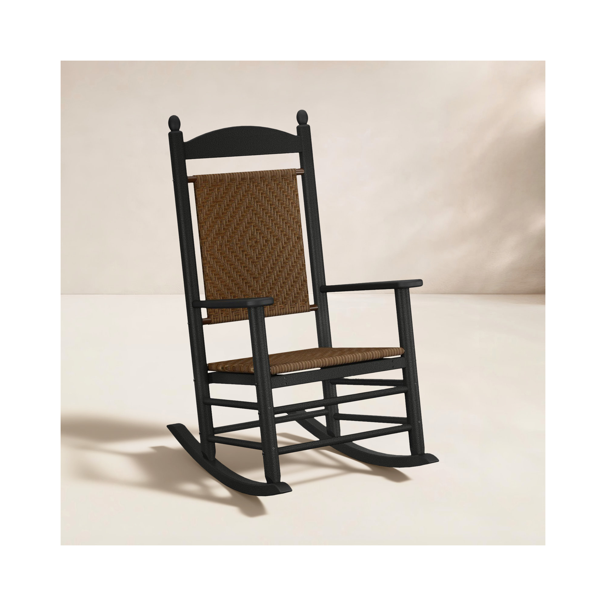 POLYWOOD Rocker Woven Rocking Chair, Black