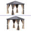 Pavillon de jardin en aluminium 10 x 10 pi avec toit en acier galvanisé, filet et rideaux, pour la cour, la terrasse, la pelouse ou l'extérieur-98478446