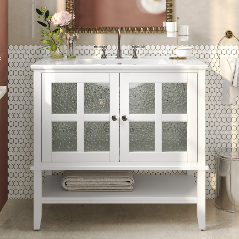 Meuble-lavabo moderne avec lavabo Sleek & Chic, Blanc