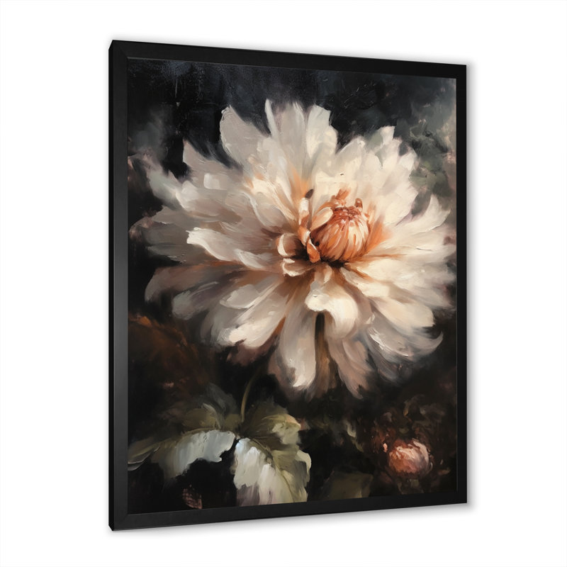 «Cream Lotus Floral Dreams I», reproduction sur toile, H 20 po x l 12 po x P 1 po, Cadre photo noir