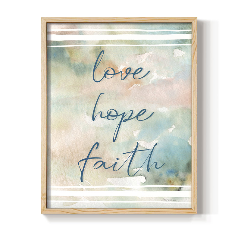 «Love Faith Hope», reproduction encadrée - bois massif, Naturel, H 30 po x l 24 po