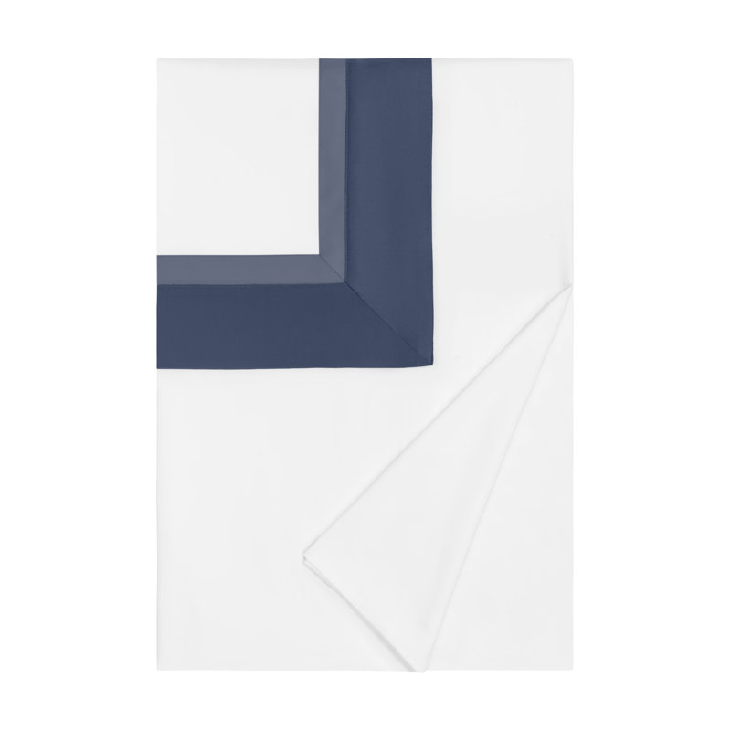 Borders Duvet Cover, White/Stone Blue/Navy Blue, California King